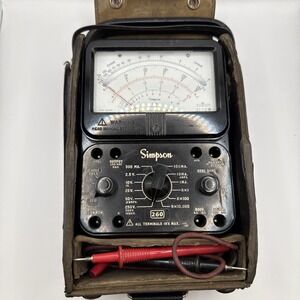 Vintage Simpson 260 Series? Multimeter Volt Meter + Case W/ Probes Untested
